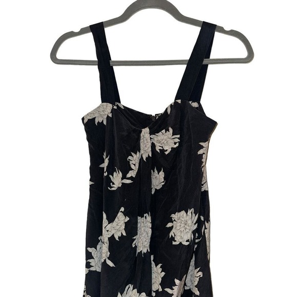 Vince Silk Midi Dress Midnight Blue Floral Sleeveless Asymmetric Size XS - Picture 3 of 7